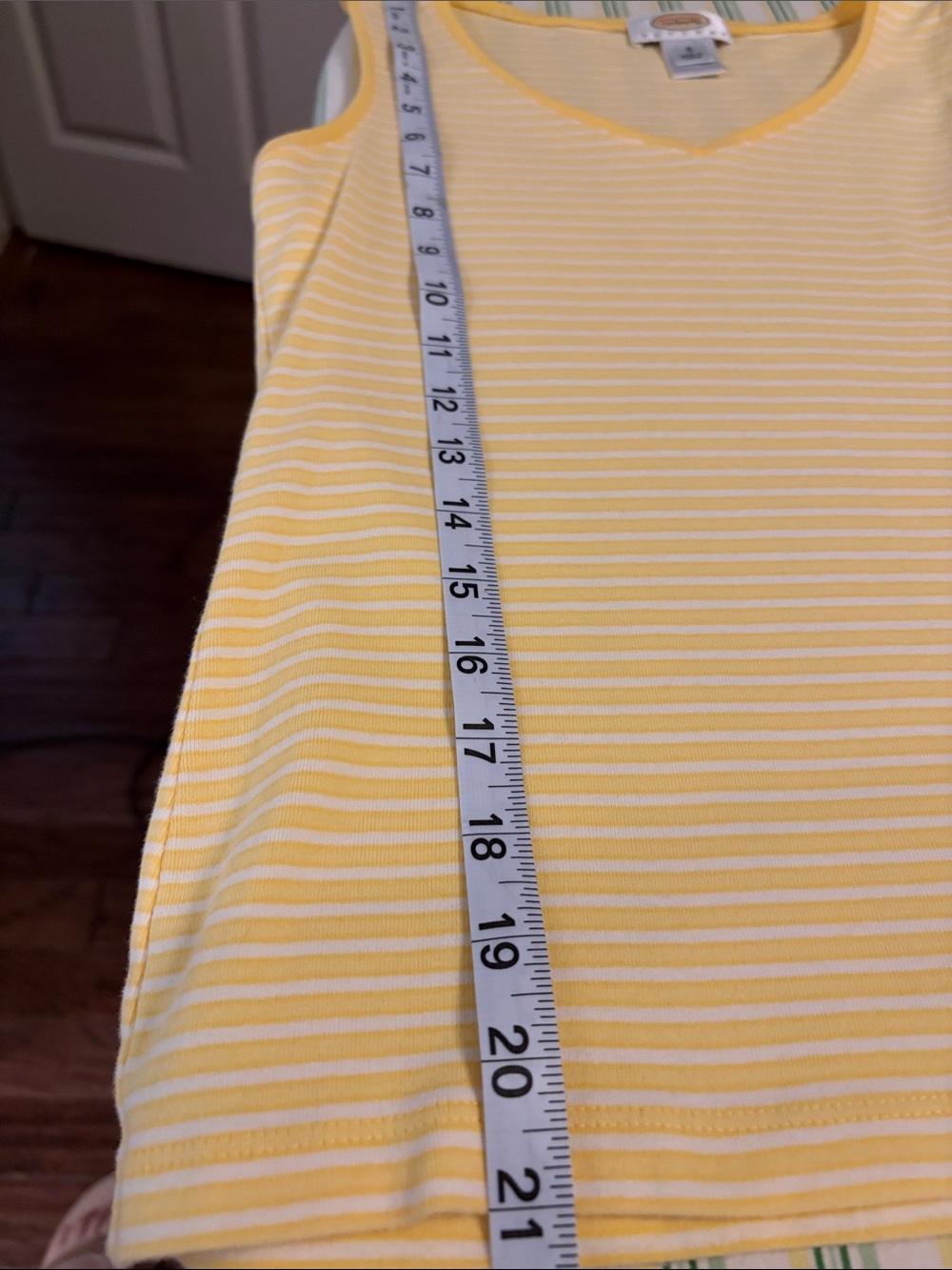 Talbots Yellow and White Striped V-Neck Tank - Picture 7 of 7